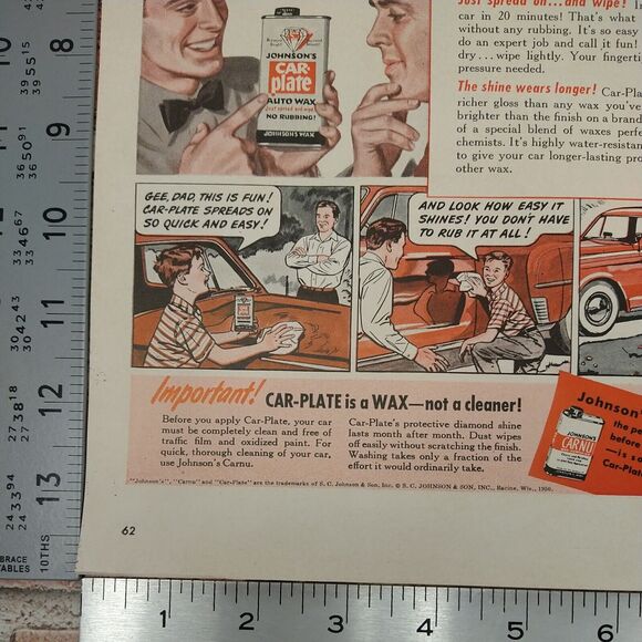 Johnson's Car-Plate Wax - Even a 12yo can - 1950 Original Retro Vtg PRINT AD - Picture 8 of 10